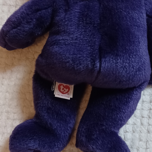 Ty Beanie Baby Princess Diana Bear 1997 rare purple retired white rose teddy - Picture 2 of 14